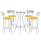 Jogo De Mesa Bistrô Com Tampo De Vidro Redondo 4 Banquetas Em