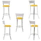 Jogo De Mesa Bistrô Com Tampo De Vidro Redondo 4 Banquetas Em