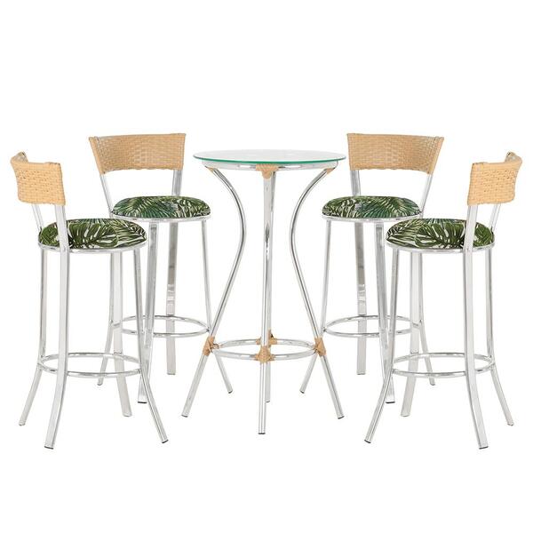 Jogo De Mesa Bistrô Com Tampo De Vidro Redondo 4 Banquetas Em