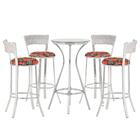 Jogo De Mesa Bistrô Com Tampo De Vidro Redondo 4 Banquetas Em