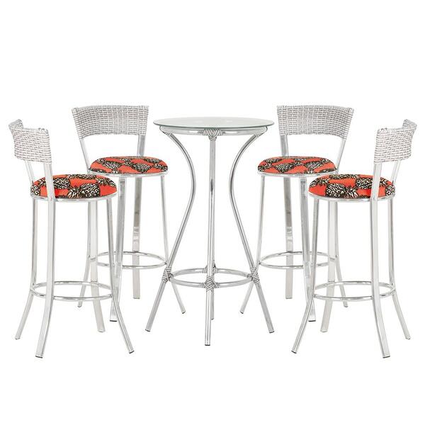 Jogo De Mesa Bistrô Com Tampo De Vidro Redondo 4 Banquetas Em
