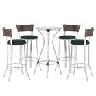 Jogo De Mesa Bistrô Com Tampo De Vidro Redondo 4 Banquetas Em