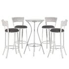 Jogo De Mesa Bistrô Com Tampo De Vidro Redondo 4 Banquetas Em