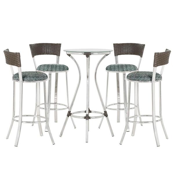 Jogo De Mesa Bistrô Com Tampo De Vidro Redondo 4 Banquetas Em