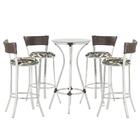 Jogo De Mesa Bistrô Com Tampo De Vidro Redondo 4 Banquetas Em