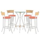 Jogo De Mesa Bistrô Com Tampo De Vidro Redondo 4 Banquetas Em