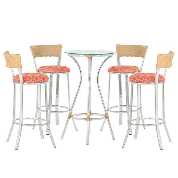 Jogo De Mesa Bistrô Com Tampo De Vidro Redondo 4 Banquetas Em
