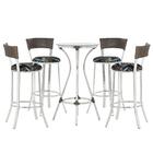 Jogo De Mesa Bistrô Com Tampo De Vidro Redondo 4 Banquetas Em