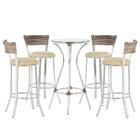 Jogo De Mesa Bistrô Com Tampo De Vidro Redondo 4 Banquetas Em