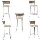 Jogo De Mesa Bistrô Com Tampo De Vidro Redondo 4 Banquetas Em