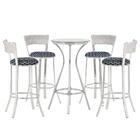 Jogo De Mesa Bistrô Com Tampo De Vidro Redondo 4 Banquetas Em