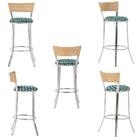 Jogo De Mesa Bistrô Com Tampo De Vidro Redondo 4 Banquetas Em