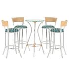 Jogo De Mesa Bistrô Com Tampo De Vidro Redondo 4 Banquetas Em