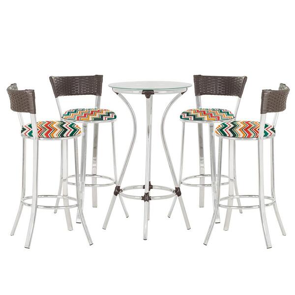 Jogo De Mesa Bistrô Com Tampo De Vidro Redondo 4 Banquetas Em