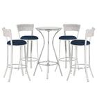 Jogo De Mesa Bistrô Com Tampo De Vidro Redondo 4 Banquetas Em