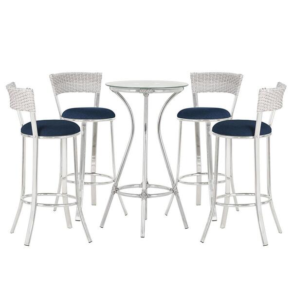 Jogo De Mesa Bistrô Com Tampo De Vidro Redondo 4 Banquetas Em