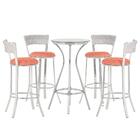 Jogo De Mesa Bistrô Com Tampo De Vidro Redondo 4 Banquetas Em