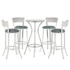 Jogo De Mesa Bistrô Com Tampo De Vidro Redondo 4 Banquetas Em