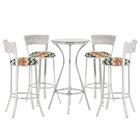 Jogo De Mesa Bistrô Com Tampo De Vidro Redondo 4 Banquetas Em