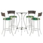 Jogo De Mesa Bistrô Com Tampo De Vidro Redondo 4 Banquetas Em