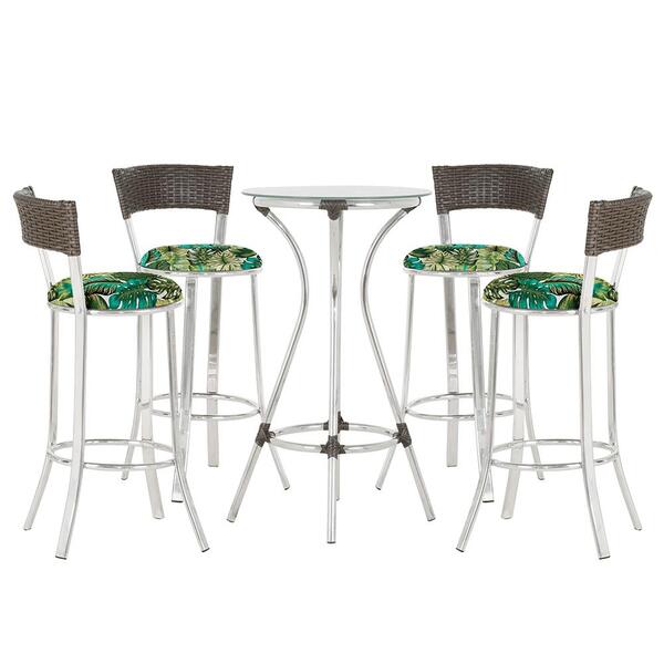 Jogo De Mesa Bistrô Com Tampo De Vidro Redondo 4 Banquetas Em
