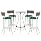 Jogo De Mesa Bistrô Com Tampo De Vidro Redondo 4 Banquetas Em