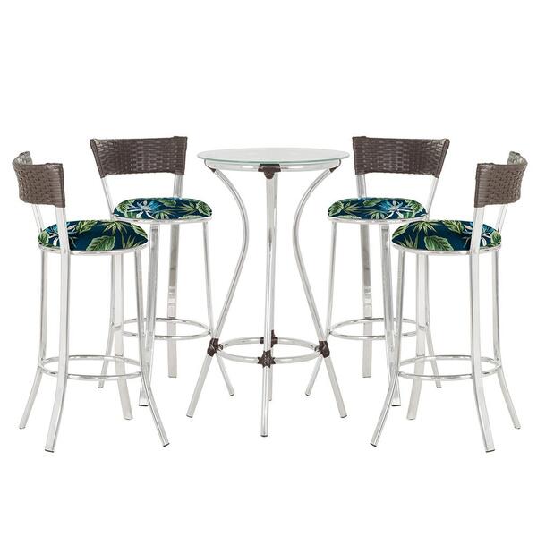 Jogo De Mesa Bistrô Com Tampo De Vidro Redondo 4 Banquetas Em