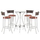 Jogo De Mesa Bistrô Com Tampo De Vidro Redondo 4 Banquetas Em