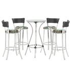 Jogo De Mesa Bistrô Com Tampo De Vidro Redondo 4 Banquetas Em