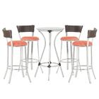 Jogo De Mesa Bistrô Com Tampo De Vidro Redondo 4 Banquetas Em