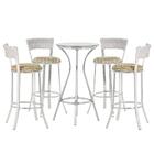 Jogo De Mesa Bistrô Com Tampo De Vidro Redondo 4 Banquetas Em