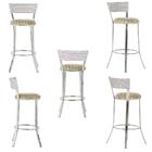 Jogo De Mesa Bistrô Com Tampo De Vidro Redondo 4 Banquetas Em