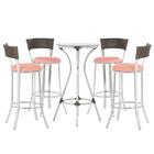 Jogo De Mesa Bistrô Com Tampo De Vidro Redondo 4 Banquetas Em