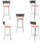 Jogo De Mesa Bistrô Com Tampo De Vidro Redondo 4 Banquetas Em