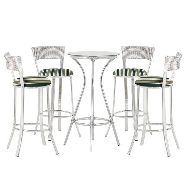 Jogo De Mesa Bistrô Com Tampo De Vidro Redondo 4 Banquetas Em