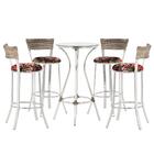 Jogo De Mesa Bistrô Com Tampo De Vidro Redondo 4 Banquetas Em