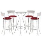 Jogo De Mesa Bistrô Com Tampo De Vidro Redondo 4 Banquetas Em