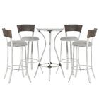 Jogo De Mesa Bistrô Com Tampo De Vidro Redondo 4 Banquetas Em