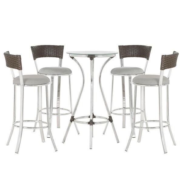 Jogo De Mesa Bistrô Com Tampo De Vidro Redondo 4 Banquetas Em