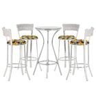 Jogo De Mesa Bistrô Com Tampo De Vidro Redondo 4 Banquetas Em