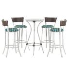 Jogo De Mesa Bistrô Com Tampo De Vidro Redondo 4 Banquetas Em