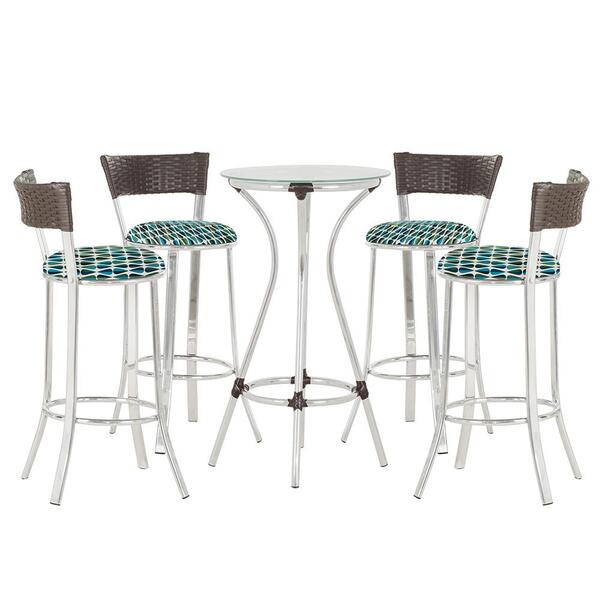 Jogo De Mesa Bistrô Com Tampo De Vidro Redondo 4 Banquetas Em