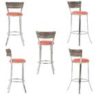 Jogo De Mesa Bistrô Com Tampo De Vidro Redondo 4 Banquetas Em