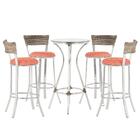 Jogo De Mesa Bistrô Com Tampo De Vidro Redondo 4 Banquetas Em