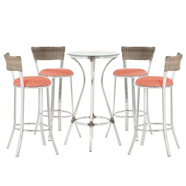 Jogo De Mesa Bistrô Com Tampo De Vidro Redondo 4 Banquetas Em