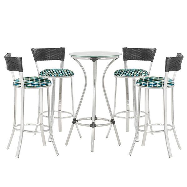 Jogo De Mesa Bistrô Com Tampo De Vidro Redondo 4 Banquetas Em