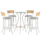 Jogo De Mesa Bistrô Com Tampo De Vidro Redondo 4 Banquetas Em