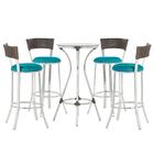 Jogo De Mesa Bistrô Com Tampo De Vidro Redondo 4 Banquetas Em