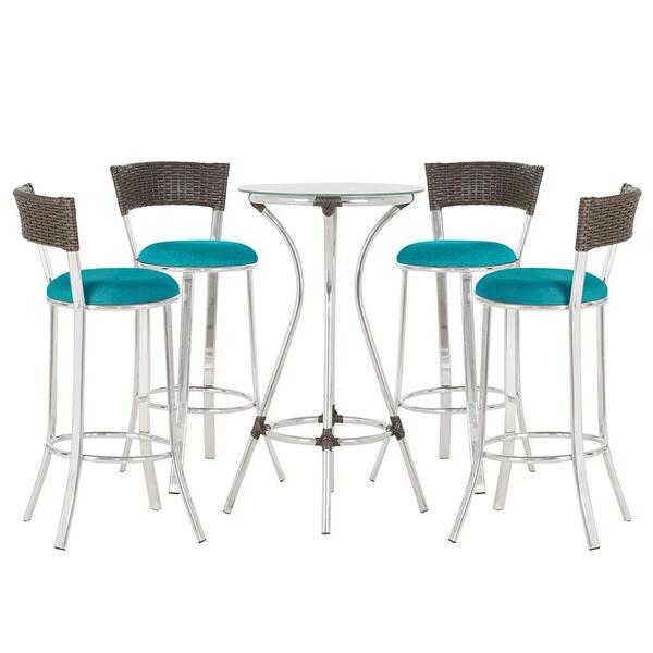 Jogo De Mesa Bistrô Com Tampo De Vidro Redondo 4 Banquetas Em