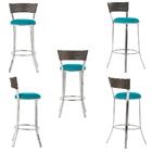 Jogo De Mesa Bistrô Com Tampo De Vidro Redondo 4 Banquetas Em